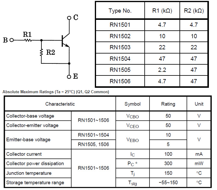 Toshiba RN150x Transistors